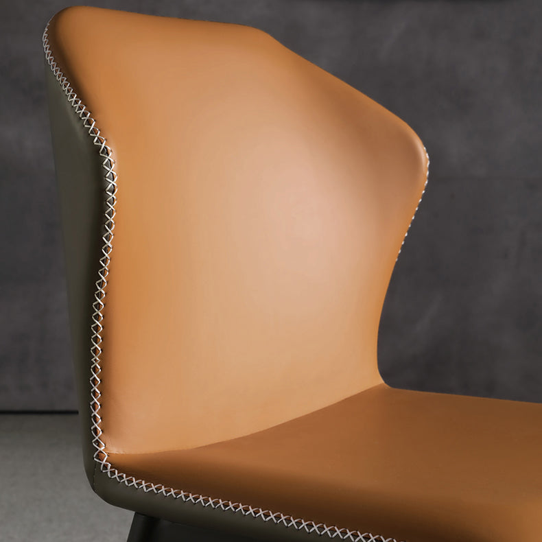 Chaise de salle à manger sans bras à oreilles de conception industrielle, chaise latérale de salle à manger en cuir