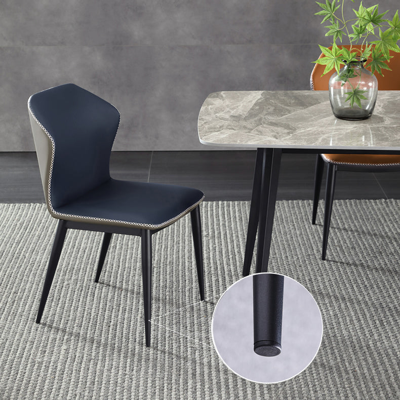 Chaise de salle à manger sans bras à oreilles de conception industrielle, chaise latérale de salle à manger en cuir