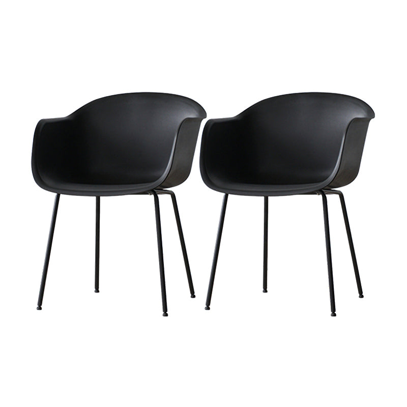 Industrial Design Plastic Dining Side Chairs Solid Back Arm Side Chair