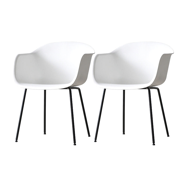 Industrial Design Plastic Dining Side Chairs Solid Back Arm Side Chair