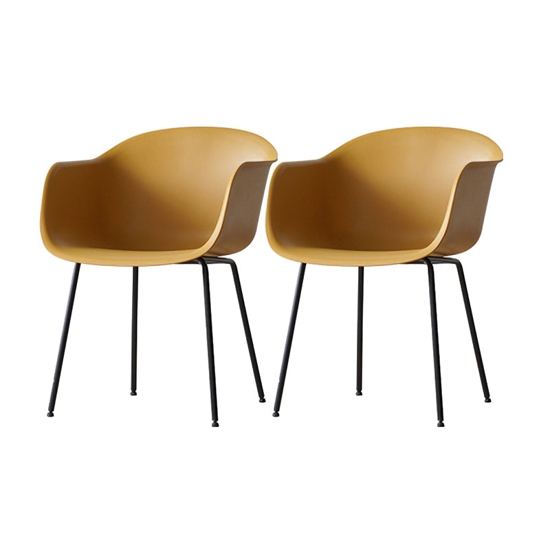 Industrial Design Plastic Dining Side Chairs Solid Back Arm Side Chair