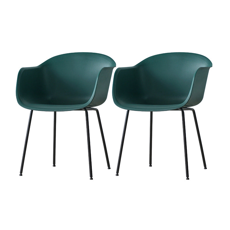 Industrial Design Plastic Dining Side Chairs Solid Back Arm Side Chair