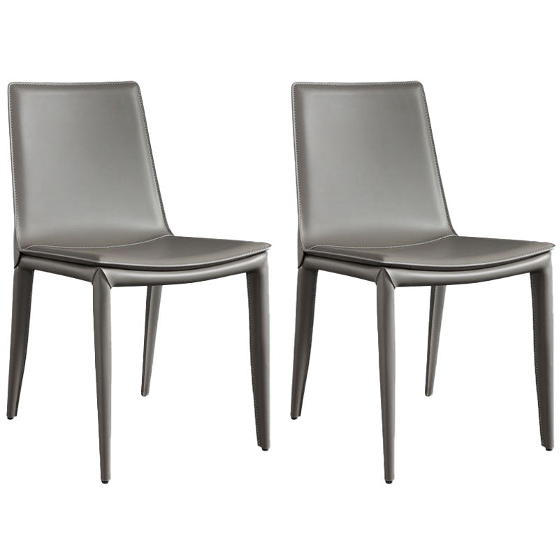 Silla sin brazos de comedor de cuero moderno, sillas de comedor de metal para uso doméstico