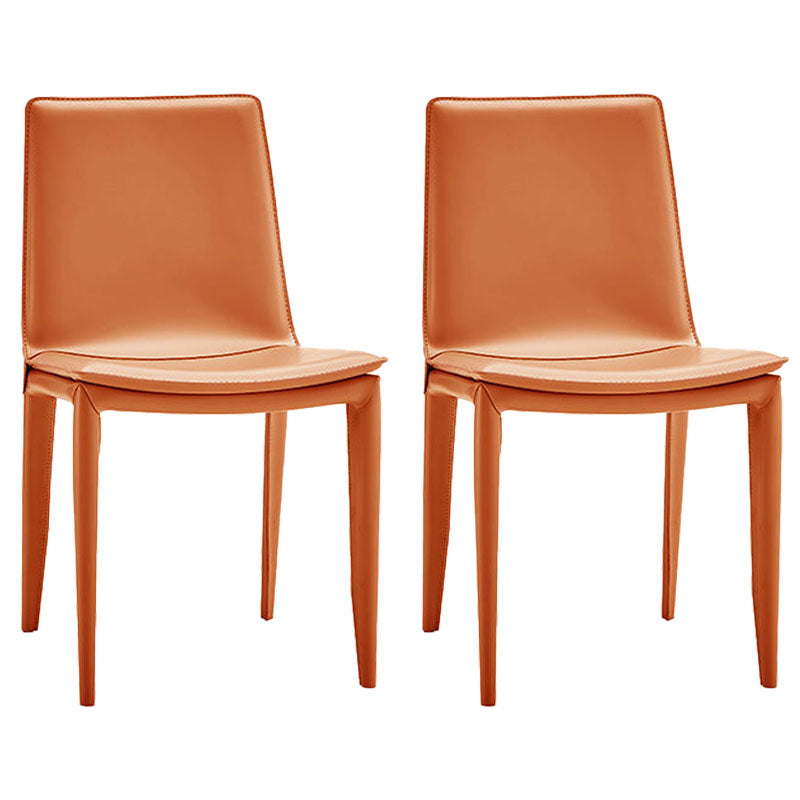 Chaise sans bras de salle à manger en cuir moderne, chaises de salle à manger en métal pour usage domestique