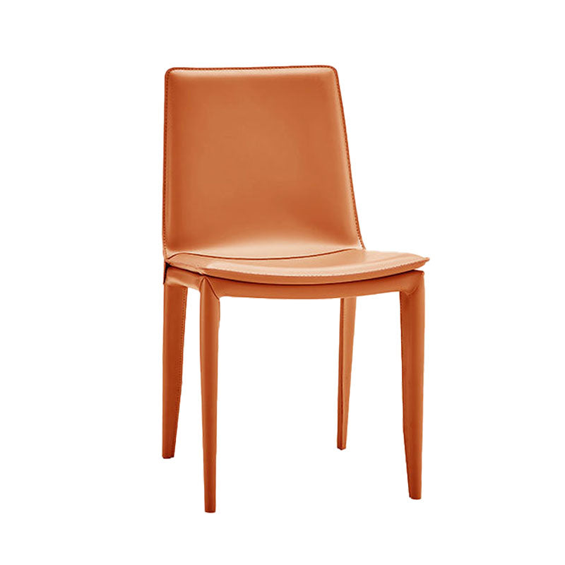 Silla sin brazos de comedor de cuero moderno, sillas de comedor de metal para uso doméstico