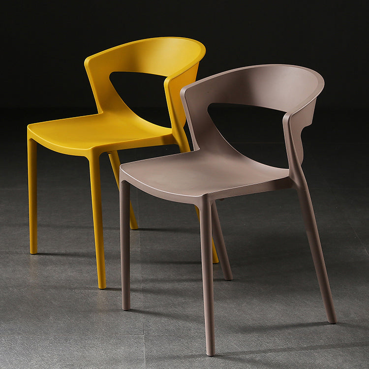 Silla lateral de comedor con respaldo abierto de estilo escandinavo, silla sin brazos de comedor de plástico para el hogar
