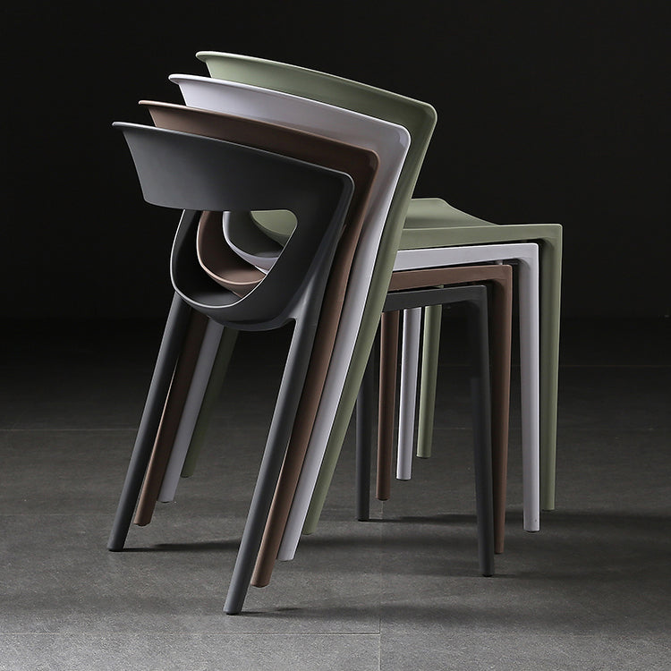 Silla lateral de comedor con respaldo abierto de estilo escandinavo, silla sin brazos de comedor de plástico para el hogar