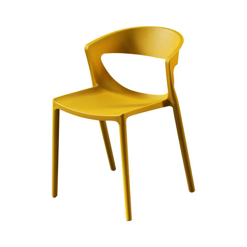 Silla lateral de comedor con respaldo abierto de estilo escandinavo, silla sin brazos de comedor de plástico para el hogar