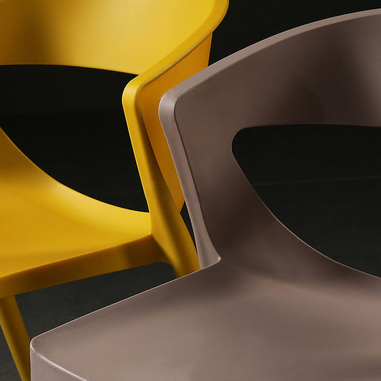 Silla lateral de comedor con respaldo abierto de estilo escandinavo, silla sin brazos de comedor de plástico para el hogar