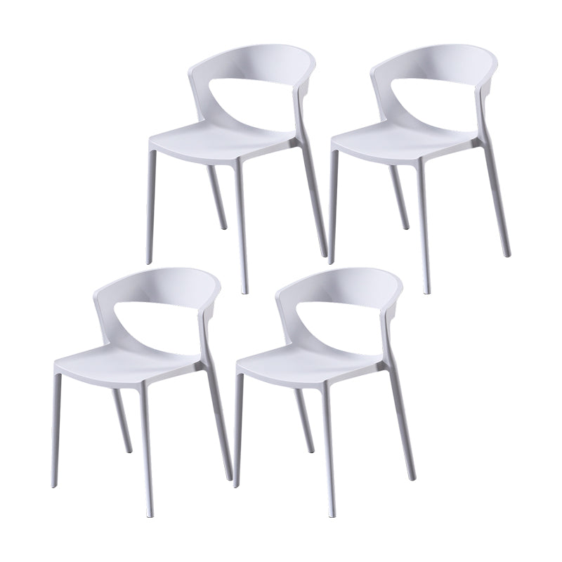 Silla lateral de comedor con respaldo abierto de estilo escandinavo, silla sin brazos de comedor de plástico para el hogar