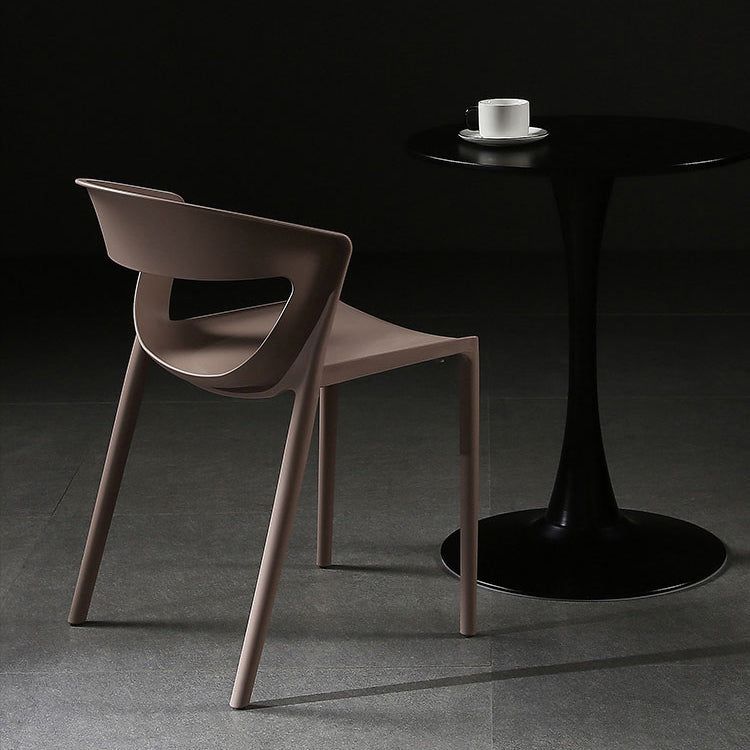 Silla lateral de comedor con respaldo abierto de estilo escandinavo, silla sin brazos de comedor de plástico para el hogar