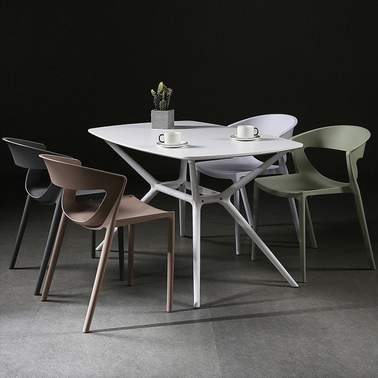 Silla lateral de comedor con respaldo abierto de estilo escandinavo, silla sin brazos de comedor de plástico para el hogar