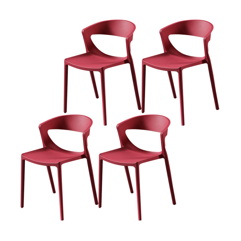 Silla lateral de comedor con respaldo abierto de estilo escandinavo, silla sin brazos de comedor de plástico para el hogar