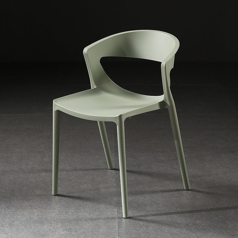 Silla lateral de comedor con respaldo abierto de estilo escandinavo, silla sin brazos de comedor de plástico para el hogar