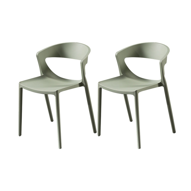 Silla lateral de comedor con respaldo abierto de estilo escandinavo, silla sin brazos de comedor de plástico para el hogar