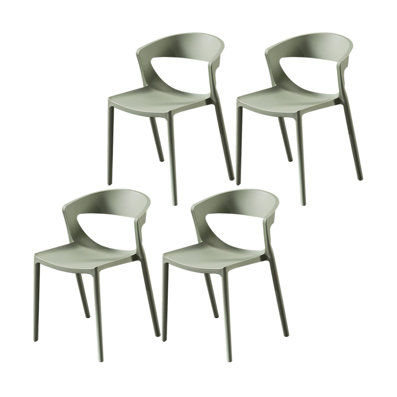 Silla lateral de comedor con respaldo abierto de estilo escandinavo, silla sin brazos de comedor de plástico para el hogar