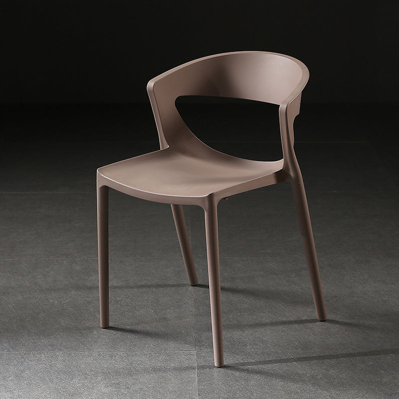 Silla lateral de comedor con respaldo abierto de estilo escandinavo, silla sin brazos de comedor de plástico para el hogar