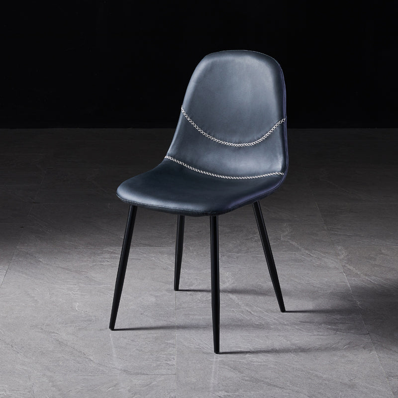 Scandinavian Style Leather Dining Side Chairs Armless Solid Back Chair