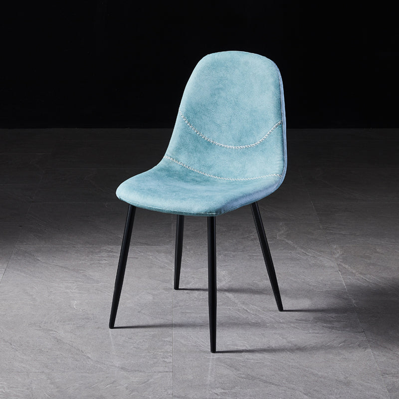 Scandinavian Style Leather Dining Side Chairs Armless Solid Back Chair