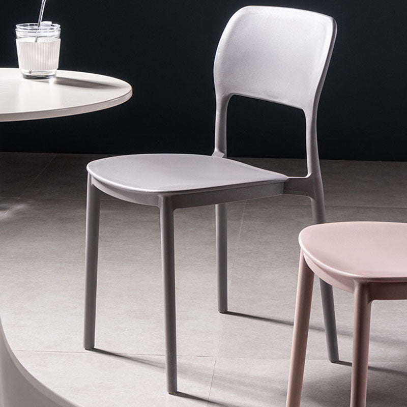 Silla de cocina de estilo contemporáneo, silla lateral de comedor con respaldo abierto sin brazos de plástico