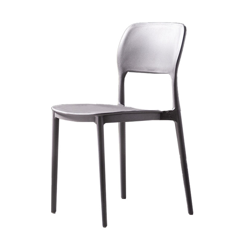 Silla de cocina de estilo contemporáneo, silla lateral de comedor con respaldo abierto sin brazos de plástico