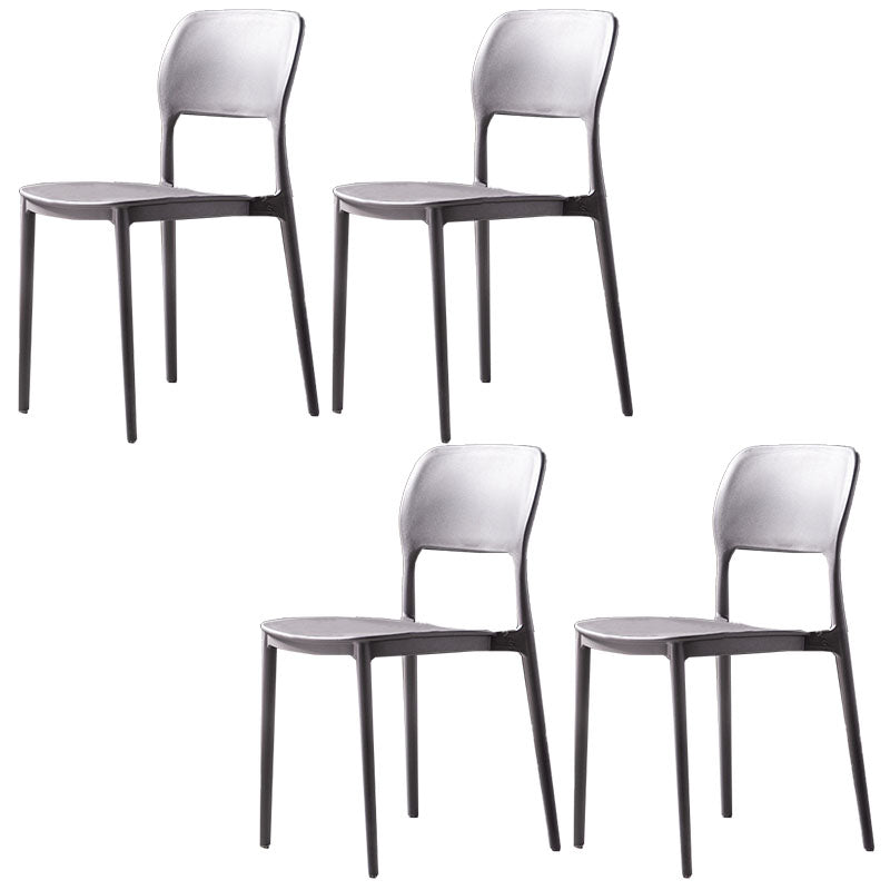 Silla de cocina de estilo contemporáneo, silla lateral de comedor con respaldo abierto sin brazos de plástico
