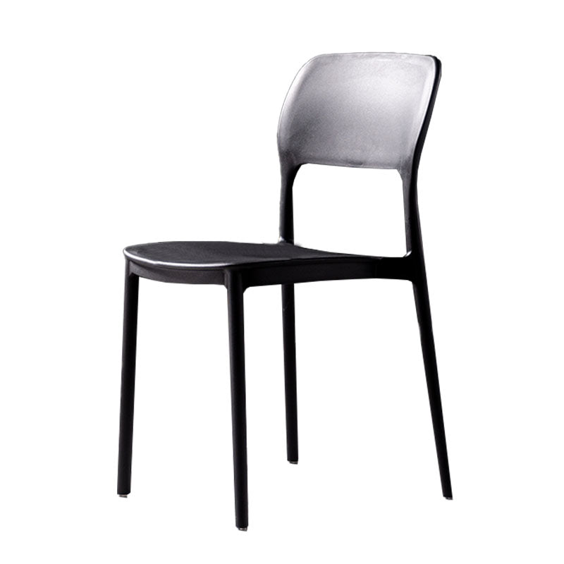 Silla de cocina de estilo contemporáneo, silla lateral de comedor con respaldo abierto sin brazos de plástico