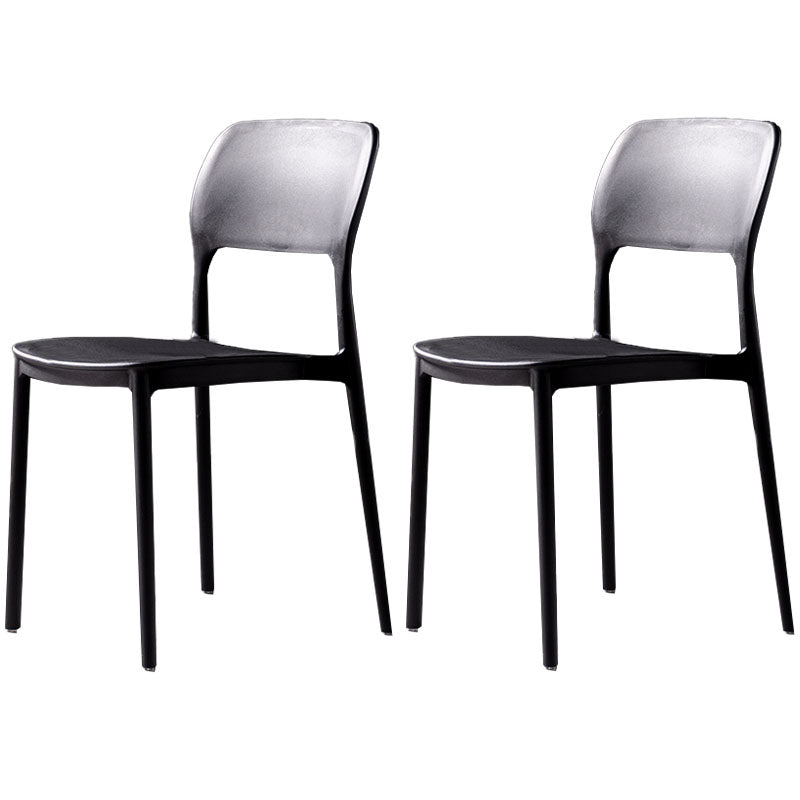 Silla de cocina de estilo contemporáneo, silla lateral de comedor con respaldo abierto sin brazos de plástico