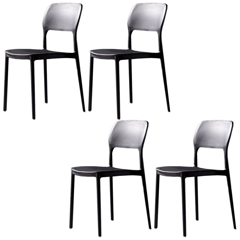 Silla de cocina de estilo contemporáneo, silla lateral de comedor con respaldo abierto sin brazos de plástico