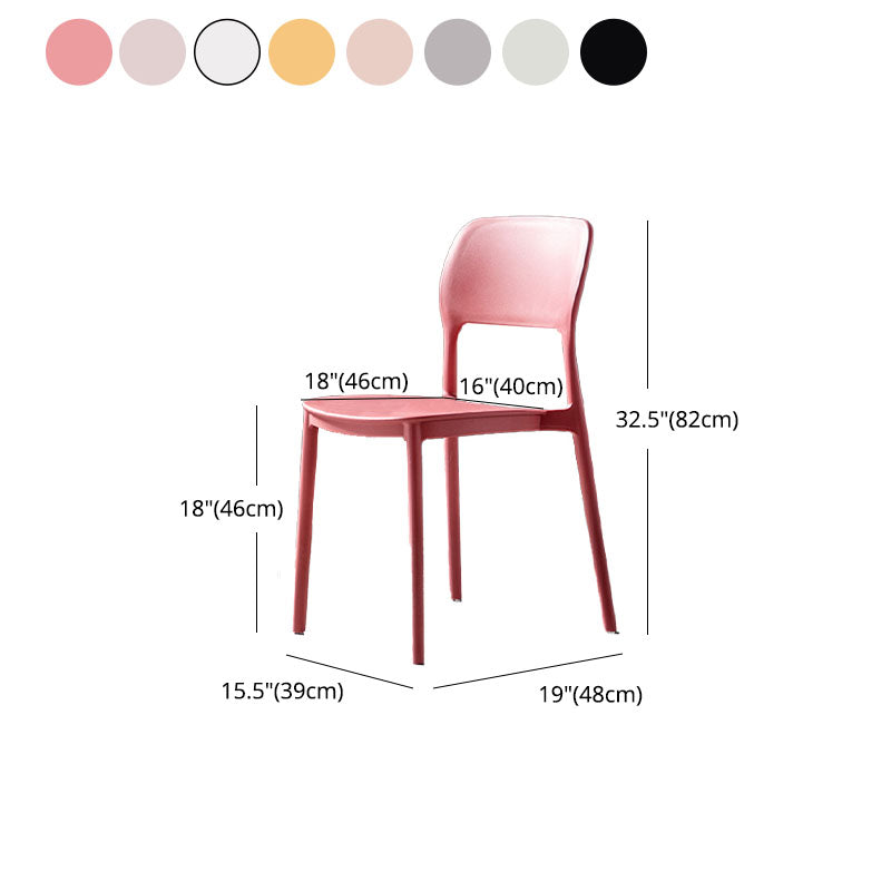 Silla de cocina de estilo contemporáneo, silla lateral de comedor con respaldo abierto sin brazos de plástico