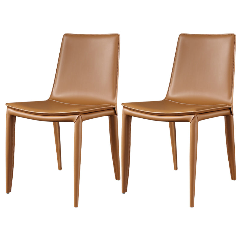 Contemporary Leather Armless Dining Chair Metal Dining Room Chairs