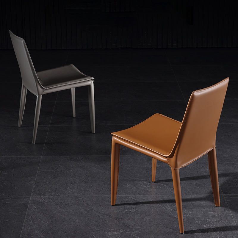 Silla de comedor sin brazos de cuero contemporánea Sillas de comedor de metal