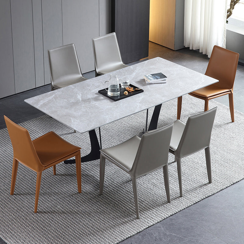 Silla de comedor sin brazos de cuero contemporánea Sillas de comedor de metal