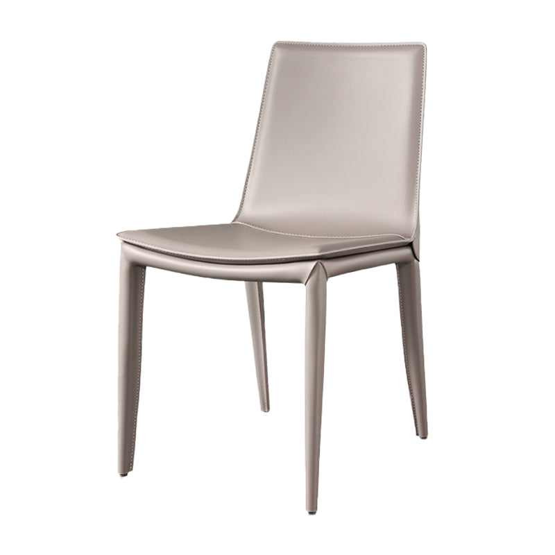 Silla de comedor sin brazos de cuero contemporánea Sillas de comedor de metal