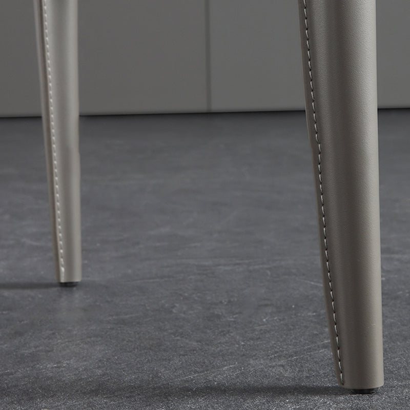 Silla de comedor sin brazos de cuero contemporánea Sillas de comedor de metal