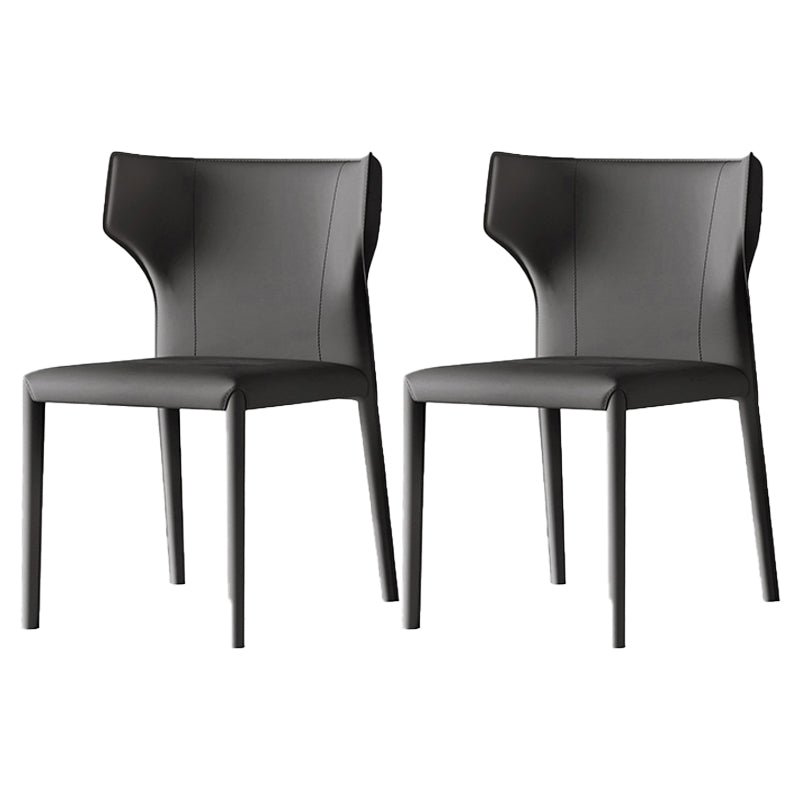 Chaise de salle à manger contemporaine en cuir, chaise latérale sans accoudoirs à oreilles pour usage domestique