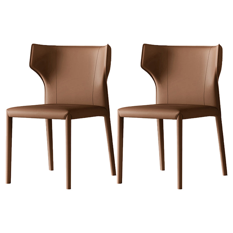 Chaise de salle à manger contemporaine en cuir, chaise latérale sans accoudoirs à oreilles pour usage domestique