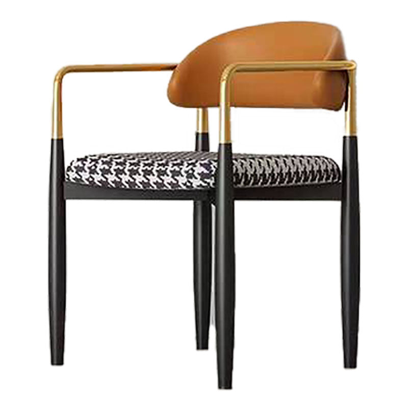 Contemporary Style Kitchen Chairs Dining Open Back Arm Side Chair with Metal Legs