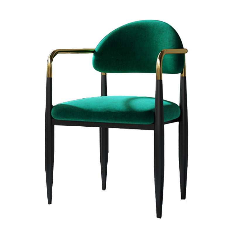 Contemporary Style Kitchen Chairs Dining Open Back Arm Side Chair with Metal Legs