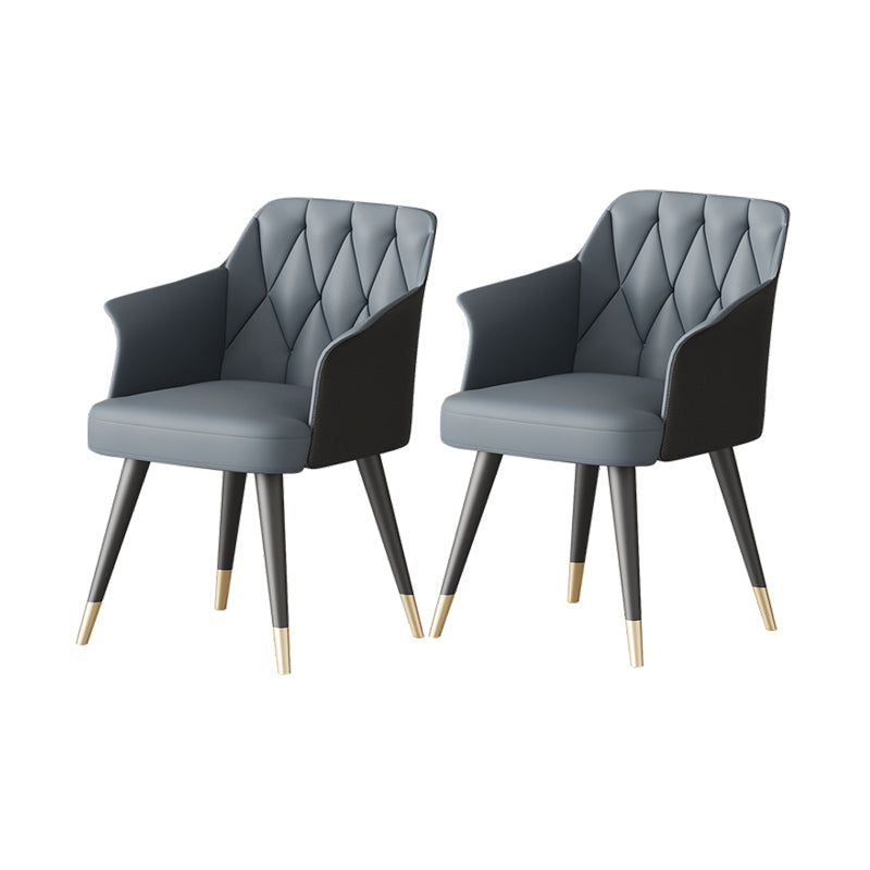 Silla de comedor con brazo de metal Glam, silla lateral de piel sintética para uso en restaurantes