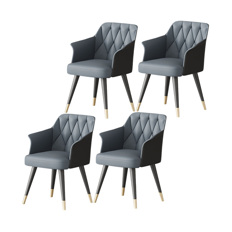 Silla de comedor con brazo de metal Glam, silla lateral de piel sintética para uso en restaurantes