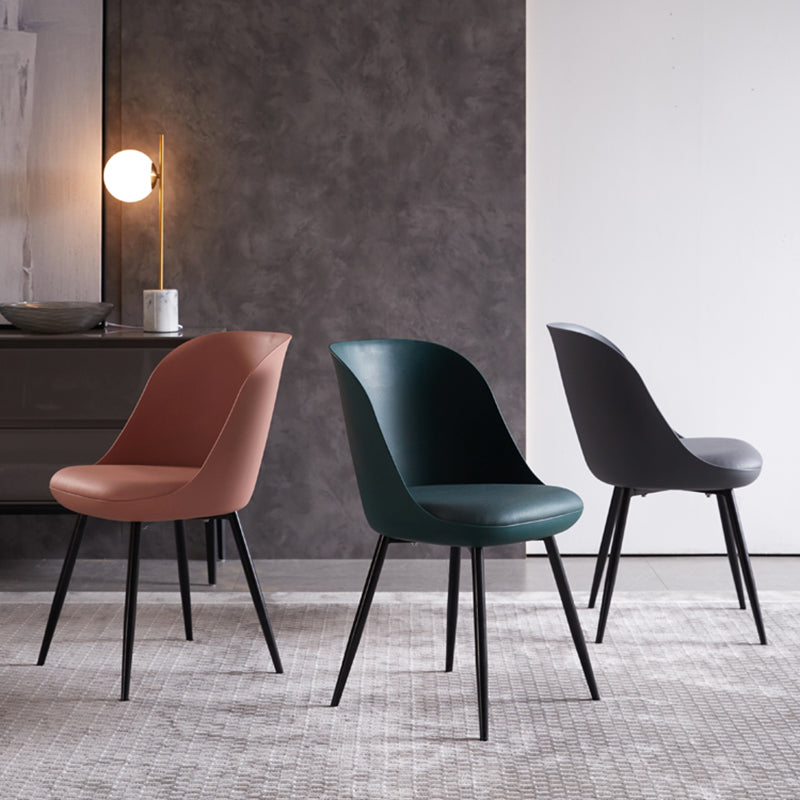 Contemporary Style Kitchen Chair Dining Armless Side Chairs with Metal Legs