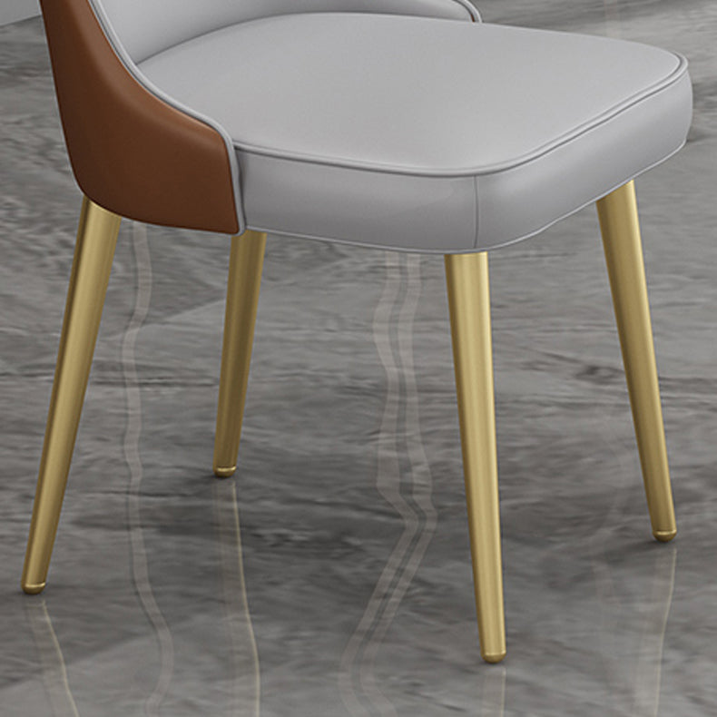 Silla auxiliar de comedor con respaldo sólido y brazo escandinavo Silla auxiliar de comedor de cuero