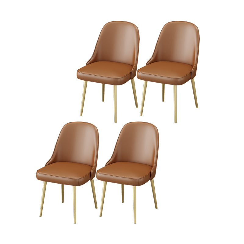 Silla auxiliar de comedor con respaldo sólido y brazo escandinavo Silla auxiliar de comedor de cuero