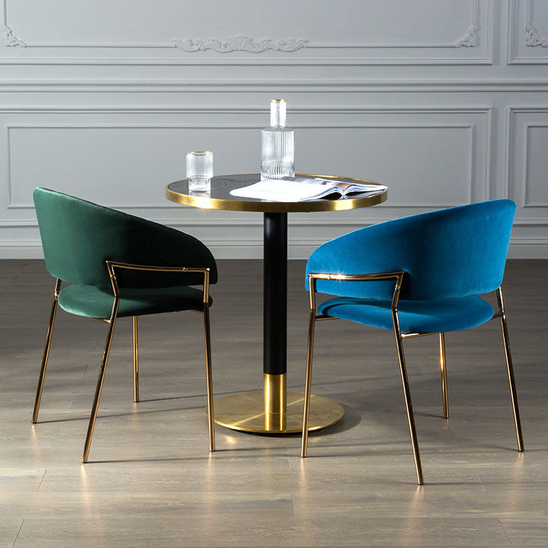 Sillas de comedor con brazo trasero abierto escandinavo, silla lateral tapizada