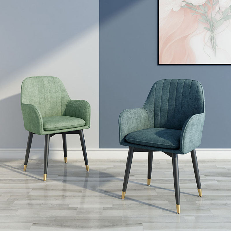 Sillas de comedor de tela escandinava para el hogar, silla lateral de comedor con respaldo sólido y brazo