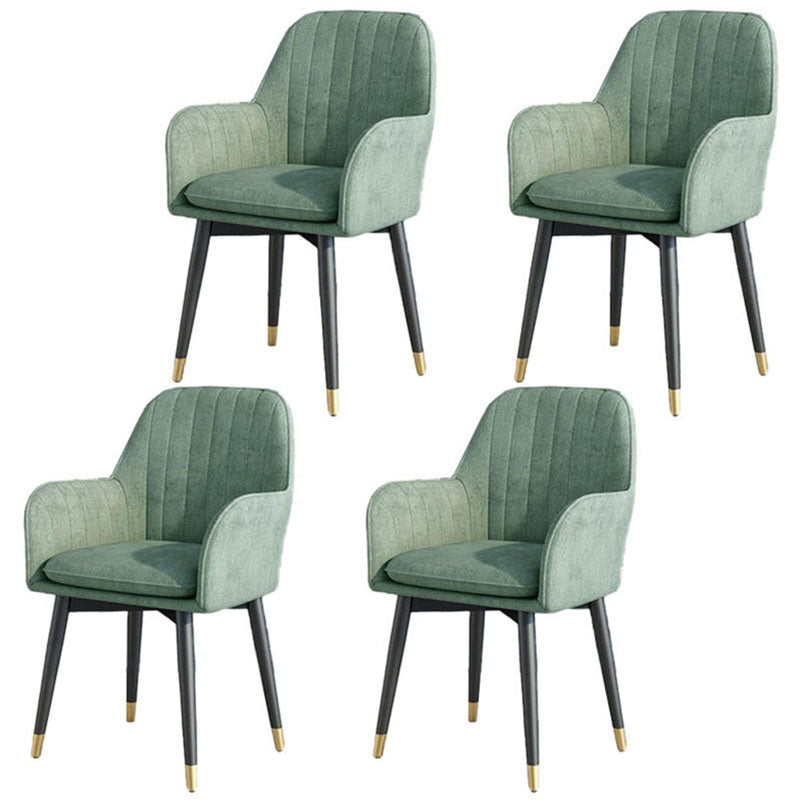 Sillas de comedor de tela escandinava para el hogar, silla lateral de comedor con respaldo sólido y brazo