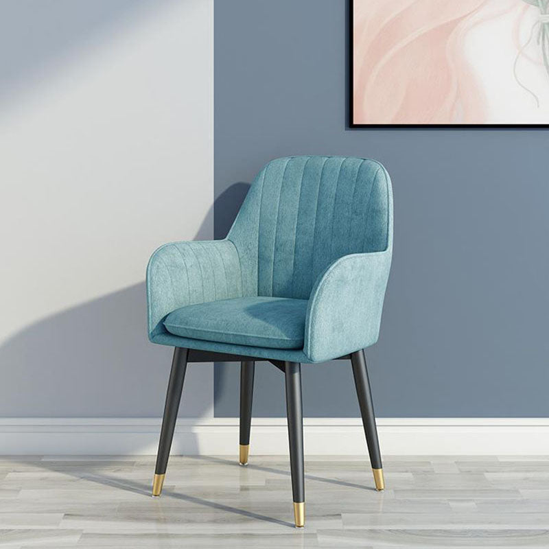 Scandinavian Fabric Dining Chairs for Home Arm Solid Back Dining Side Chair