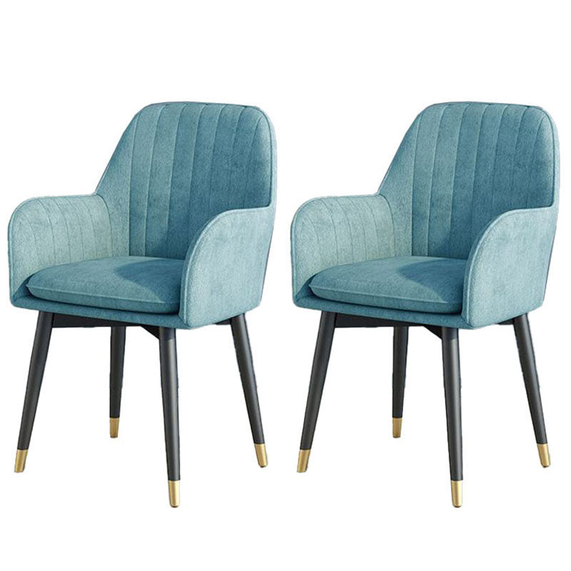 Sillas de comedor de tela escandinava para el hogar, silla lateral de comedor con respaldo sólido y brazo