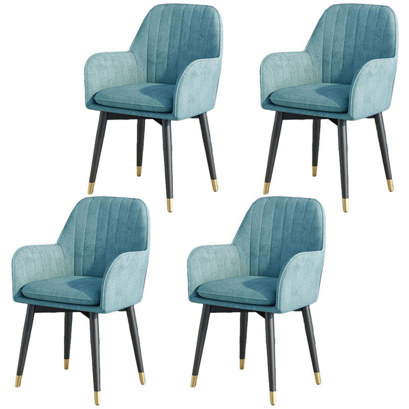 Sillas de comedor de tela escandinava para el hogar, silla lateral de comedor con respaldo sólido y brazo